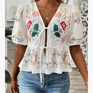 Elegant Floral Embroidered Blouse